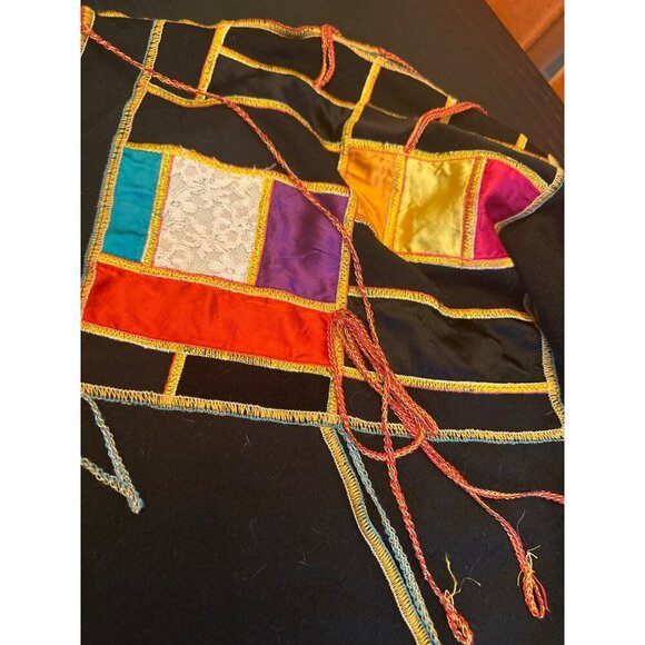 Bonnie Boer Plus 2X Womens Black 2-Piece Set Black Patchwork Fringe Multi Media - Picture 4 of 8